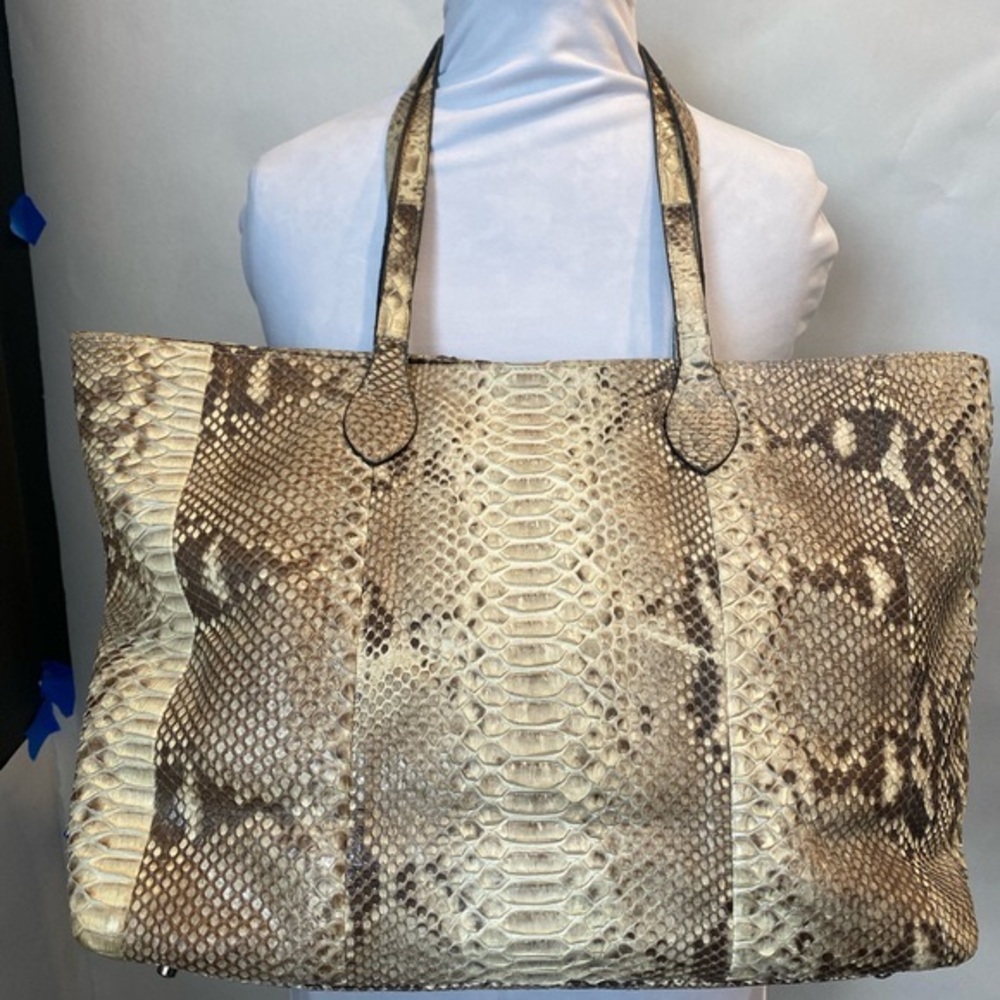 Maia N Genuine Python Double Handle Tote